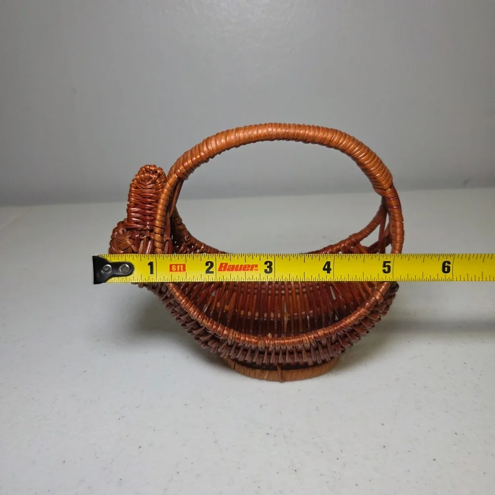 Small‎ Bunny Basket Trinket Rabbit Wicker Brown Easter Decor